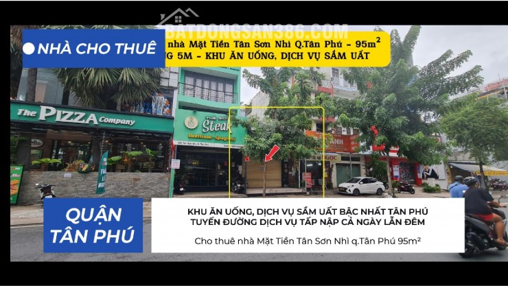 Cho thuê nhà Mặt Tiền Tân Sơn Nhì q.Tân Phú 95m² - NGANG 5M - 22Triệu